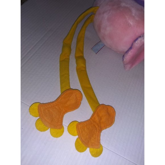 VTG Heartline Pink Flamingo Stuffed Plush Green Eyed Purple Wing Flamingo 1983 - Picture 8 of 12